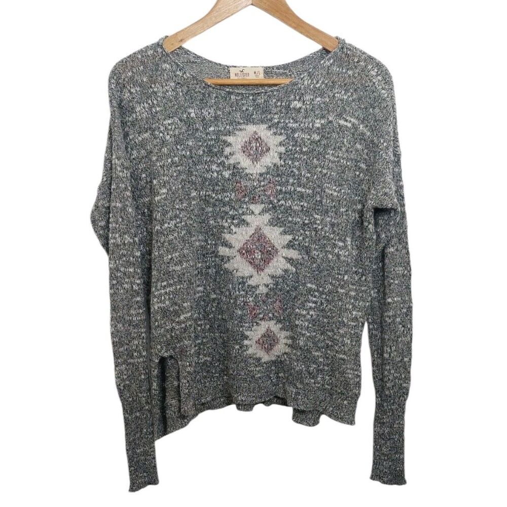 Hollister Juniors Medium Large Sweater Long Sleeve Aztec Gray